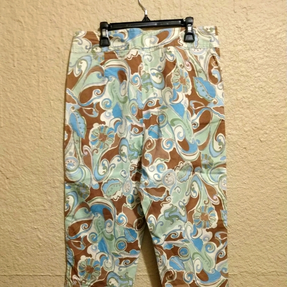 Nicole Miller Capri's Women's Paisley Design Pockets Button Front Size 10 - Picture 3 of 13